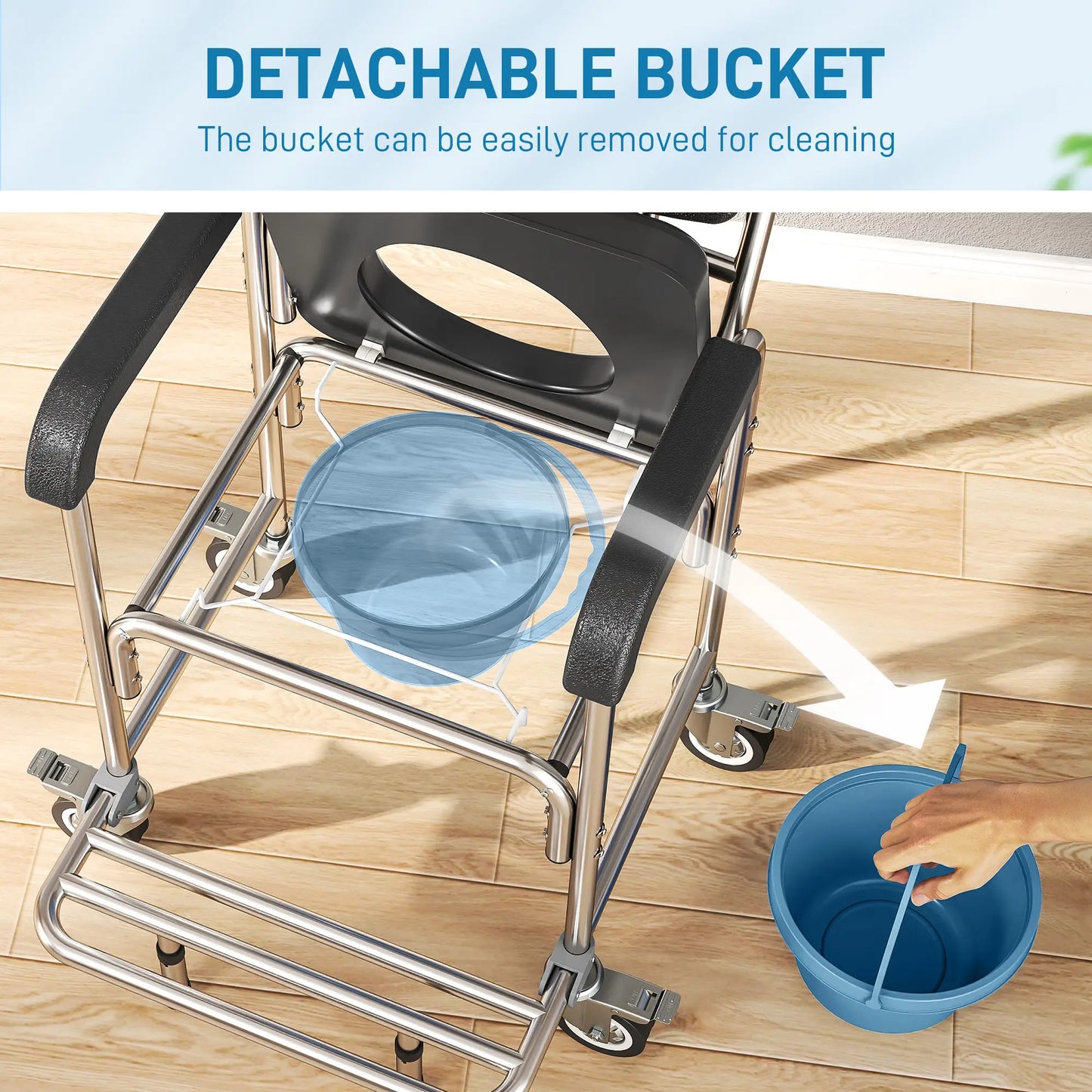 3-in-1 Shower Commode Wheelchair, Transport Chair with Padded Seat Bath Chairs at Gallery Canada