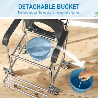 3-in-1 Shower Commode Wheelchair, Transport Chair with Padded Seat Bath Chairs at Gallery Canada