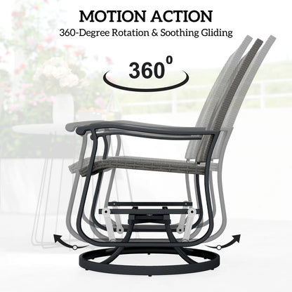 Set of 2 Rattan Patio Gliders, Wicker Outdoor Swivel Chairs, Grey Outdoor Gliders at Gallery Canada