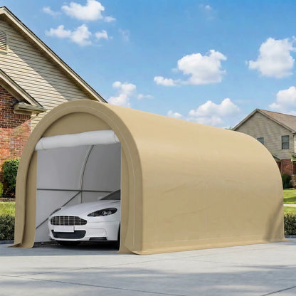 10' x 16' Heavy Duty Carport Tent, PE Cover, Beige Car Shelters at Gallery Canada