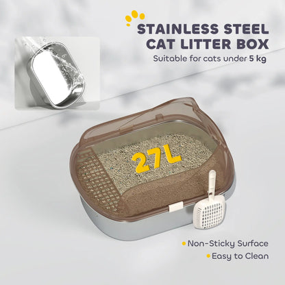 Stainless Steel Cat Litter Box, High Sided, Steps, Scoop, Anti-Leak Cat Litter Box Enclosures at Gallery Canada