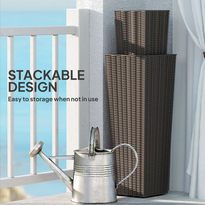 Set of 2 Tall Outdoor Planters with Drainage Holes, Flower Pots for Patio Garden Accessories at Gallery Canada