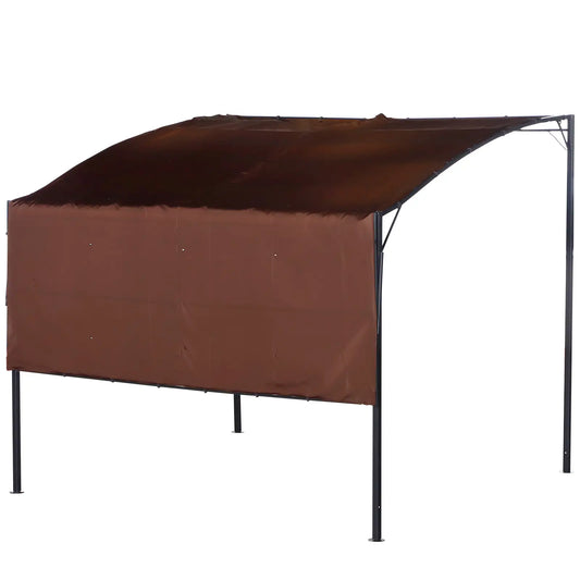 10x8ft Metal Gazebo, Extendable Side Awning, Outdoor Shelter, Brown Pergolas Brown, Black Frame at Gallery Canada