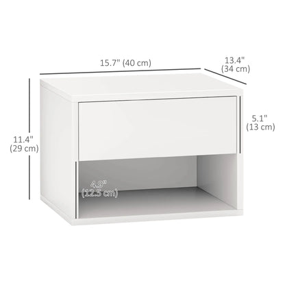Floating Nightstand Set of 2, Wall Mounted Bedside Table, White Bedside Tables at Gallery Canada