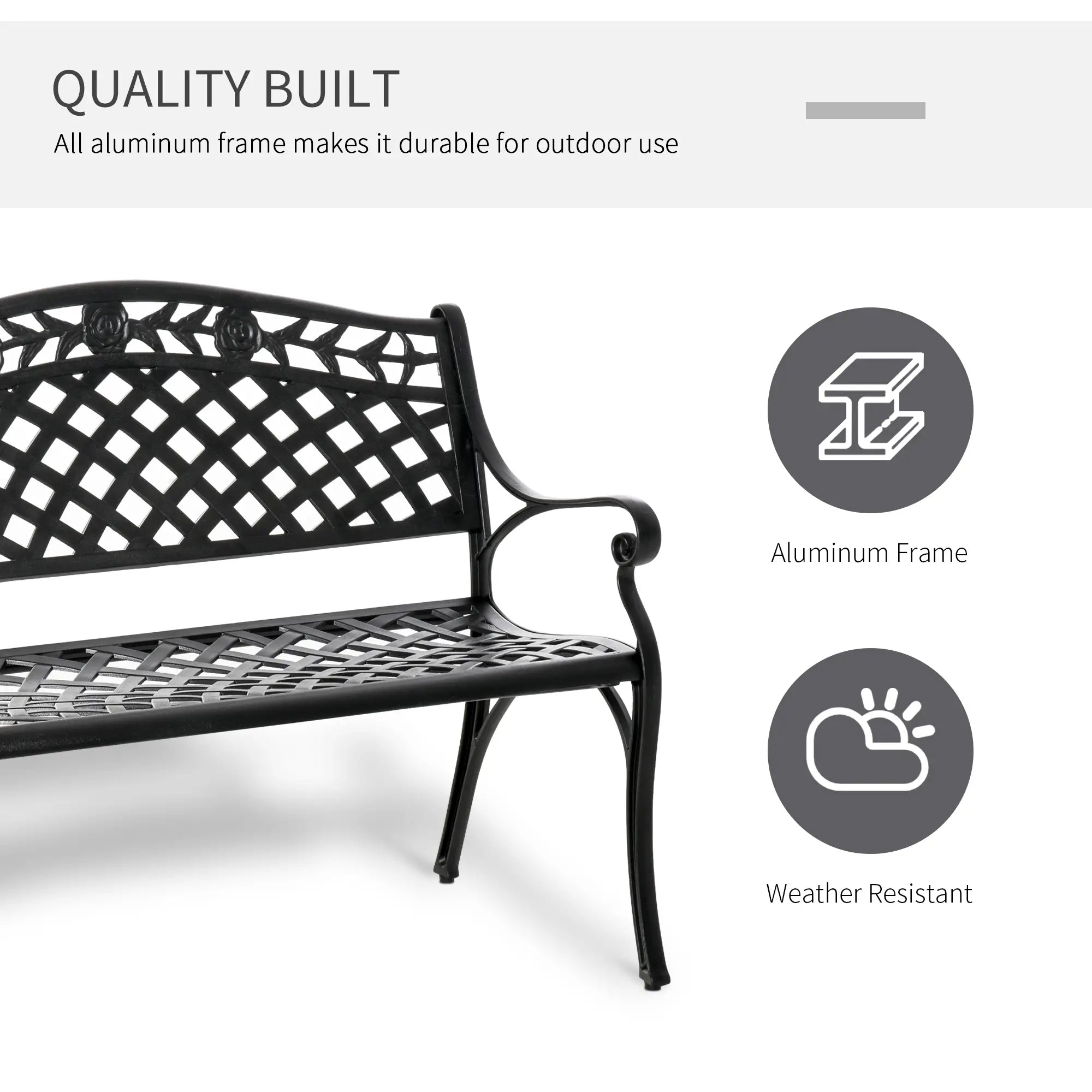 Garden Bench With Aluminum Frame, 40