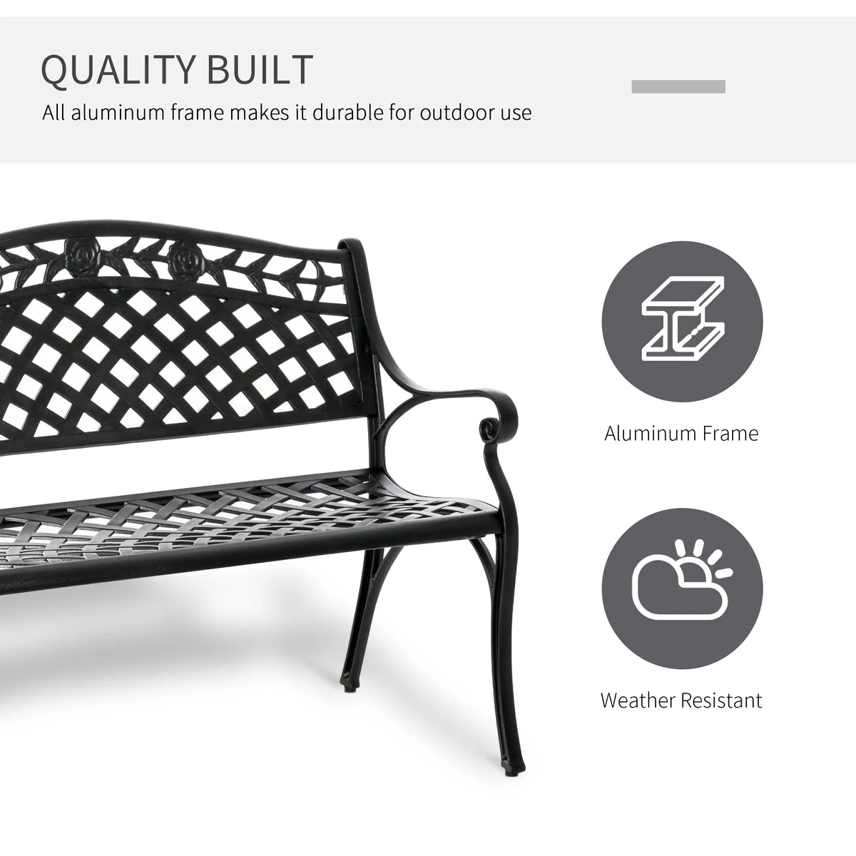 Garden Bench With Aluminum Frame, 40" Patio Loveseat, Floral Design, no color Outdoor Benches at Gallery Canada