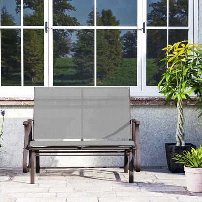 Double Gliding Chair, Patio Glider, Steel Frame, Light Grey