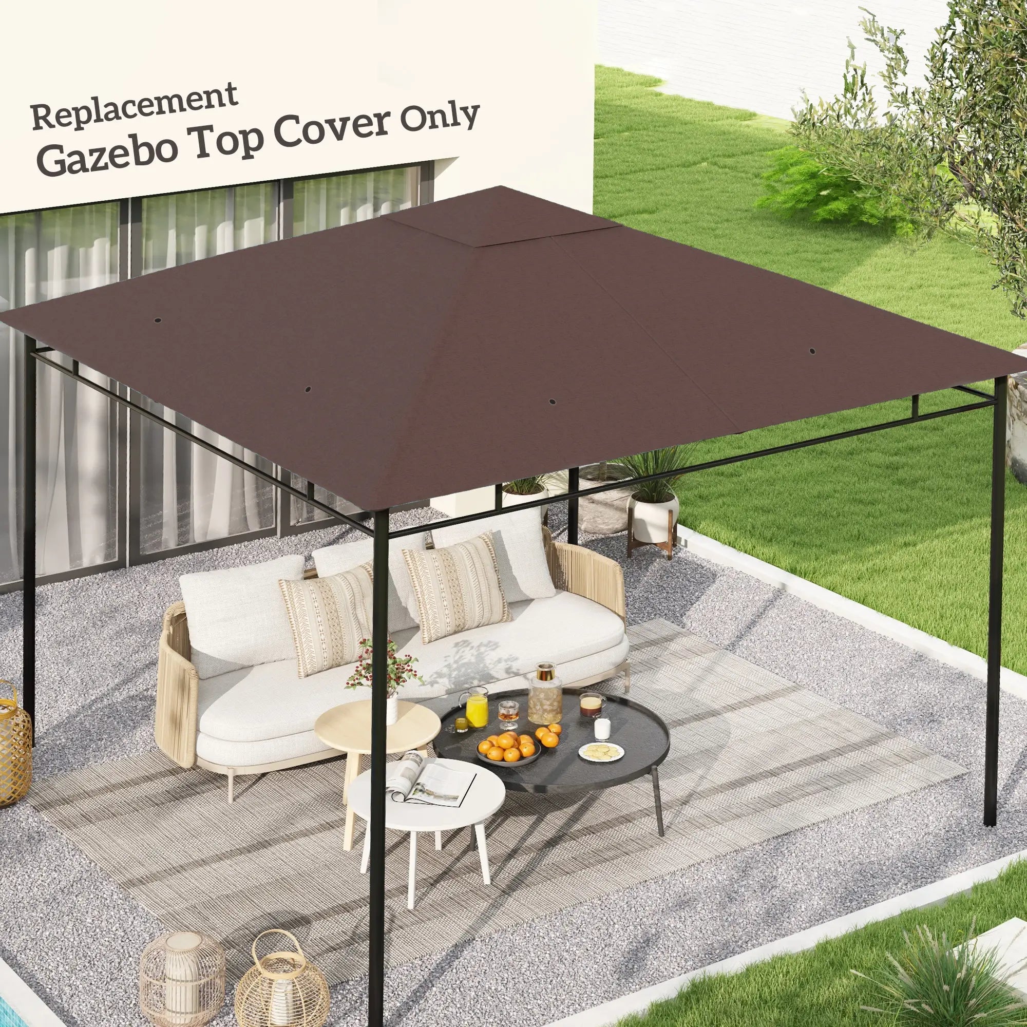 10' X 10' Square Replacement Gazebo Canopy Top, UV Protected, Coffee Gazebo Canopy Replacement at Gallery Canada