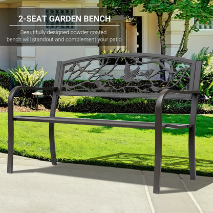 50 Garden Bench, Outdoor Loveseat, Vintage Bird Pattern, Cast Metal, Brown Outdoor Benches at Gallery Canada