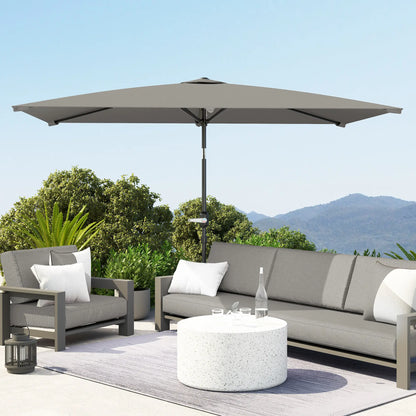 6.5x9.6ft Rectangle Aluminum Patio Umbrella, Outdoor Sunshade, Light Grey Sun Umbrellas at Gallery Canada