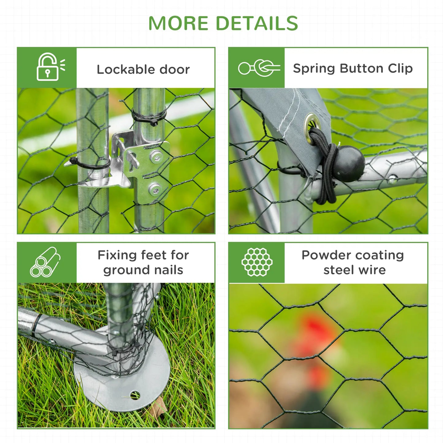 Large Galvanized Chicken Coop, Rabbit Hutch, Water-Resist Cover, 119" x 42" x 68" Chicken Coops at Gallery Canada