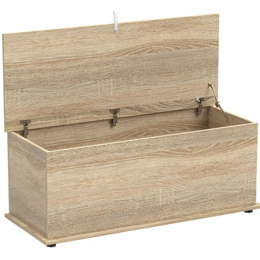 39.5" Storage Chest, Flip-Top Lid, Entryway Bench, Oak Storage Ottomans & Benches Oak at Gallery Canada