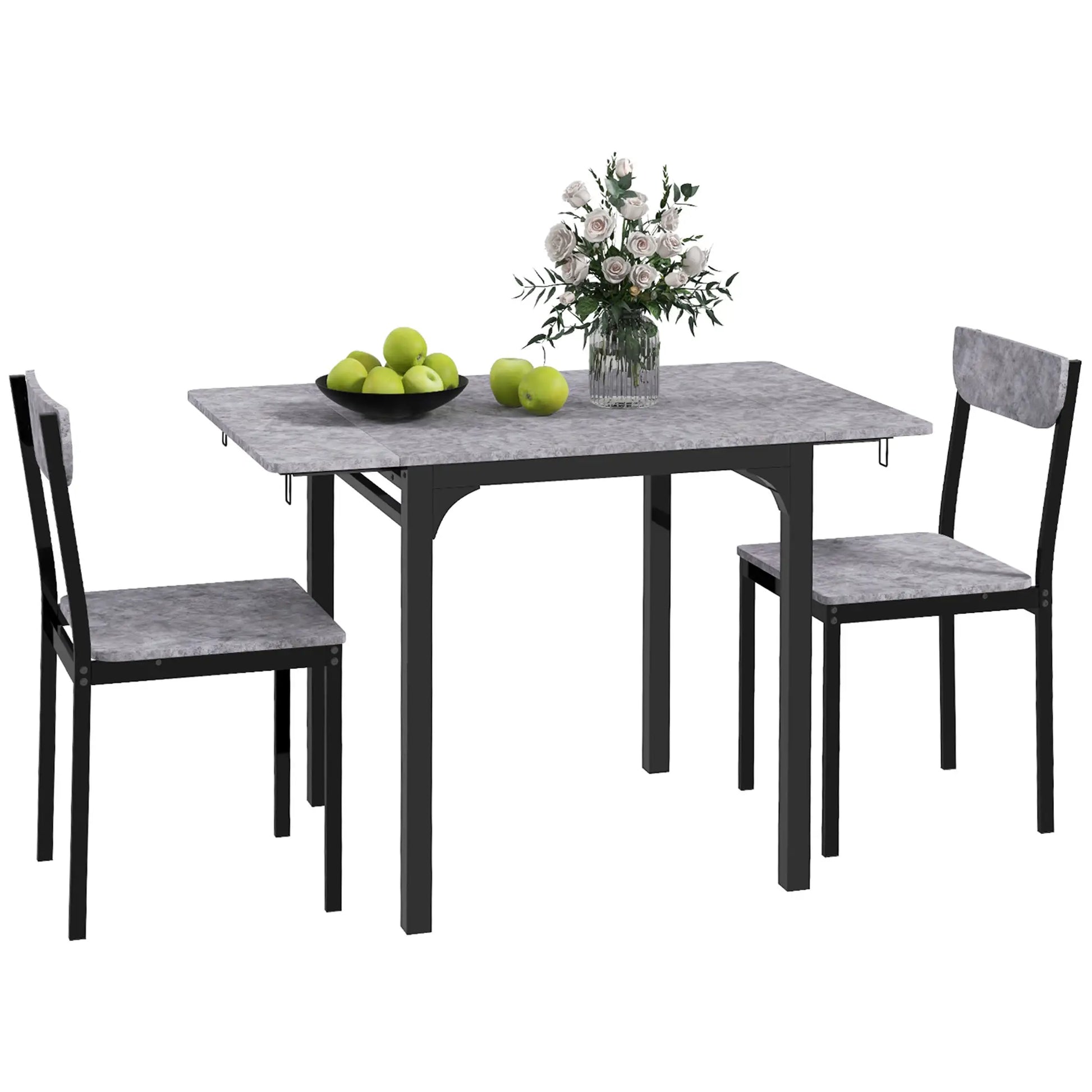 Foldable Dining Table Set for 2, Drop-Leaf Kitchen Table with 2 Chairs Bar Sets at Gallery Canada