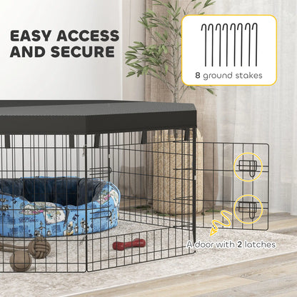 8 Panels Foldable Dog Playpen With Top Cover, 24" High Dog PlayPens at Gallery Canada