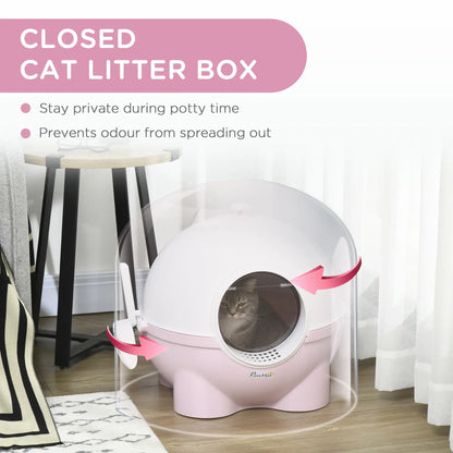 Enclosed Cat Litter Box, Large, with Lid, Scoop, Leak Proof Pedal, Pink Cat Litter Box Enclosures at Gallery Canada