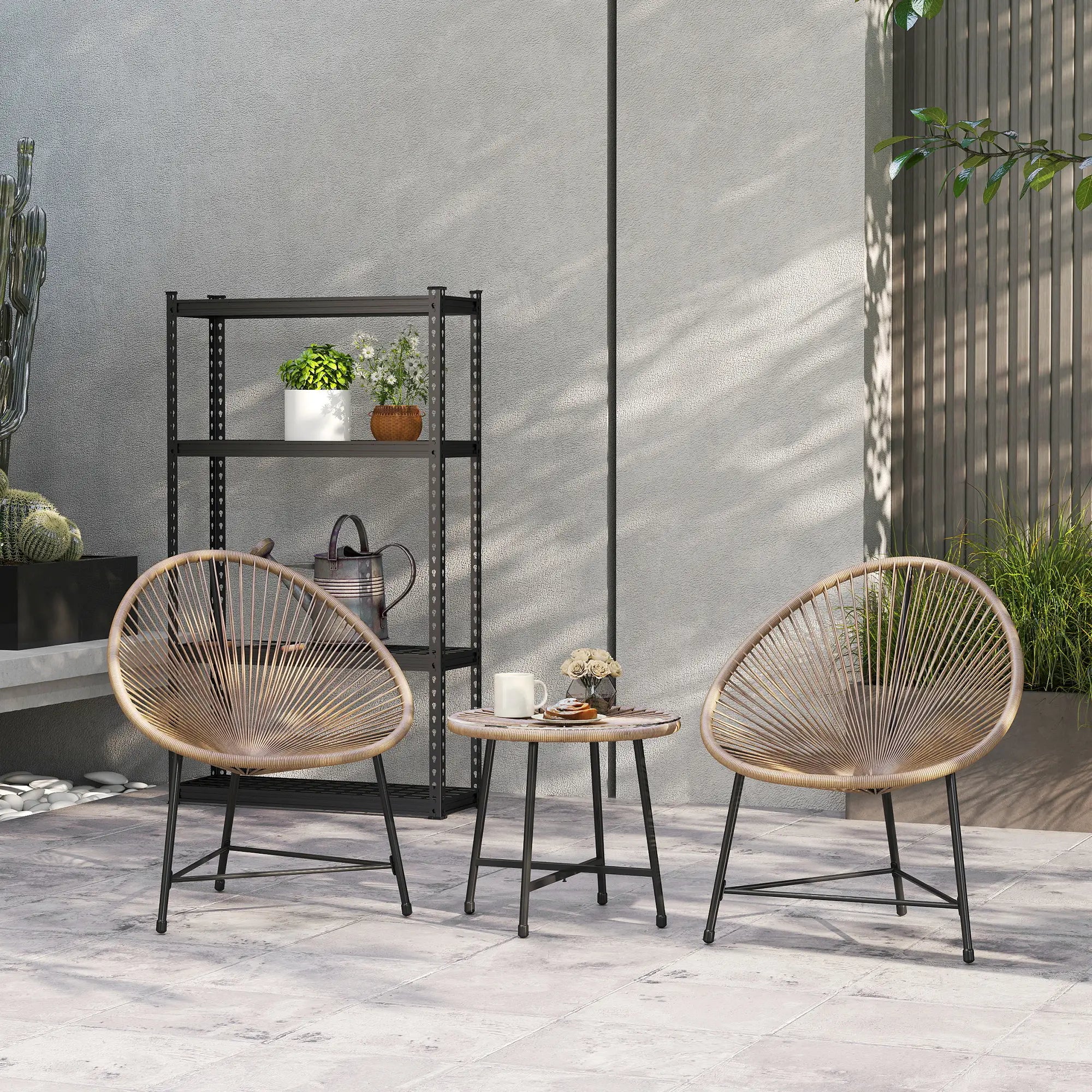 3 Piece Wicker Patio Bistro Set, Acapulco Chairs, Glass-Top Table, Natural Wood Bistro Sets at Gallery Canada
