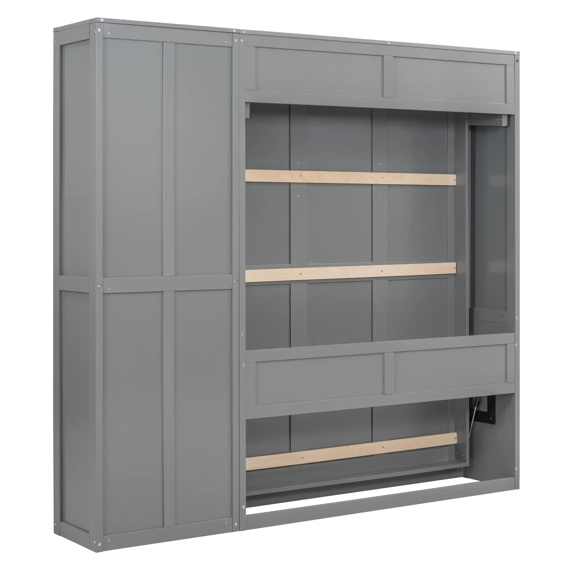 Murphy Bed with Shelves, Dual Piston Mechanism, 87.5