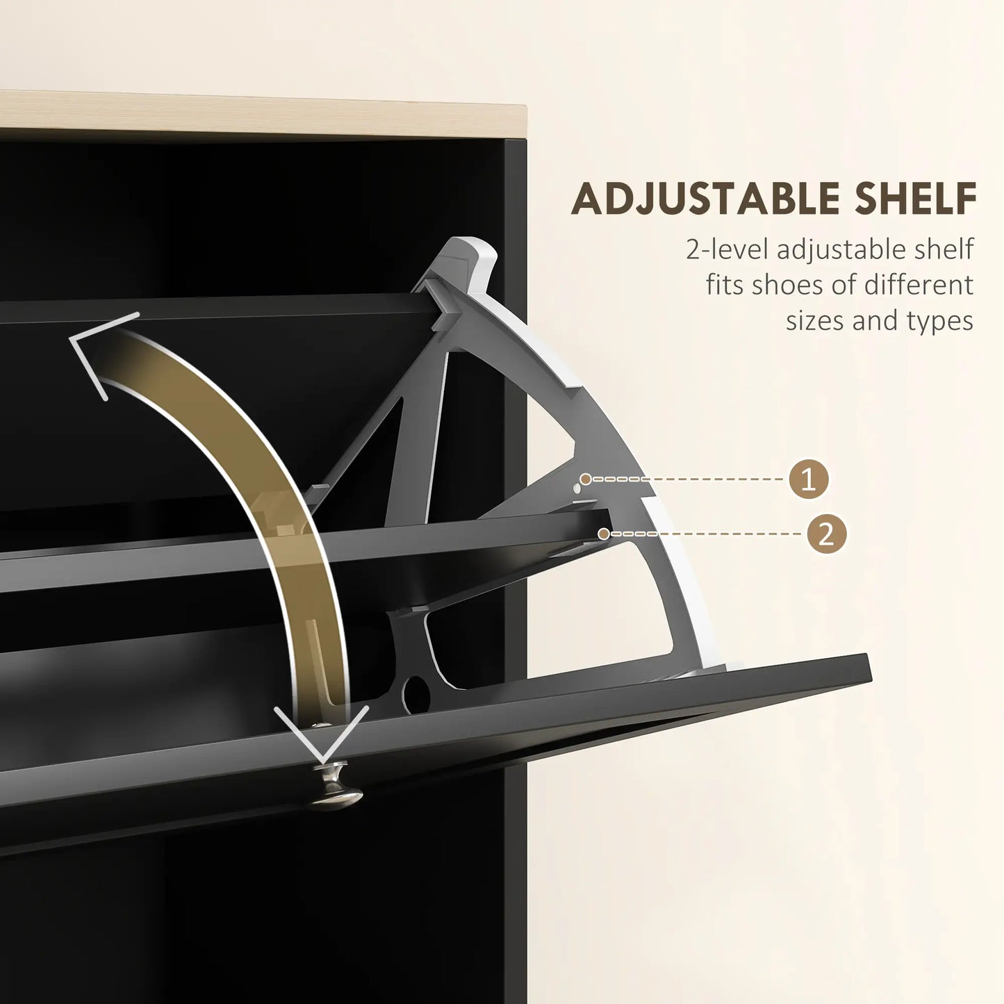 Modern Shoe Storage, 3 Flip Drawers, Adjustable Shelves, 18 Pairs, Black Shoe Storage Cabinets & Racks at Gallery Canada