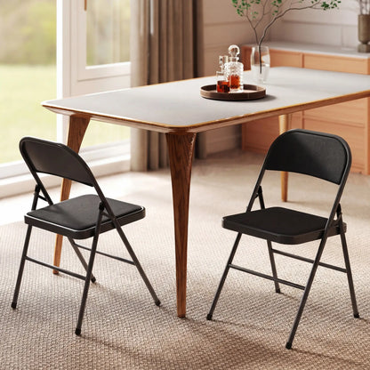 Metal Foldable Chairs, Set of 2, Linen Fabric Padded, Black Patio Chairs at Gallery Canada