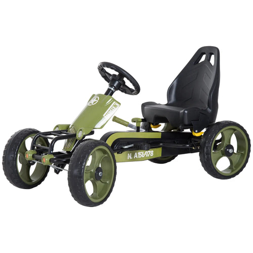 Adjustable Seat Pedal Go Kart, EVA Tyres, Safety Handbrake, Ages 3-6, Green
