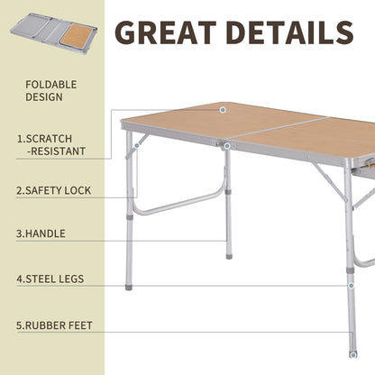 4ft Outdoor Aluminum Folding Table, Adjustable Height, Lightweight, Portable Picnic Tables & Camping Chairs at Gallery Canada