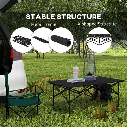 Folding Camping Table, Roll up Top, Carry Bag, Portable, Black Picnic Tables & Camping Chairs at Gallery Canada