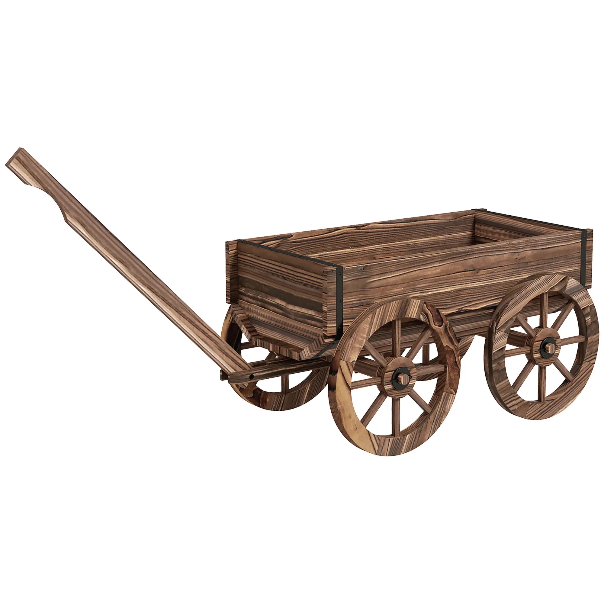 Wooden Wagon Planter Box, Raised Garden Bed, Carbonized Elevated Garden Beds Carbonised at Gallery Canada
