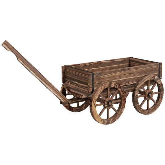 Wooden Wagon Planter Box, Raised Garden Bed, Carbonized Elevated Garden Beds Carbonised at Gallery Canada