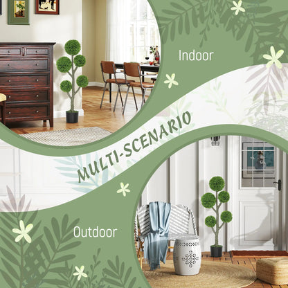 43.3" Artificial Ball Cypress Topiary Tree, Indoor Outdoor Plant In Pot, Green Artificial Trees at Gallery Canada