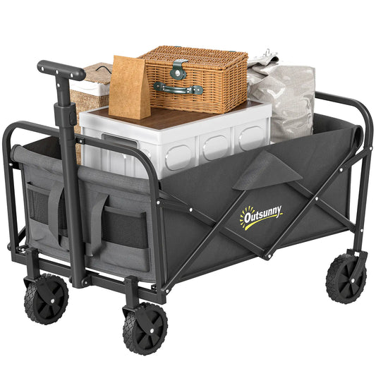 Collapsible Folding Garden Cart, Heavy Duty Lawn Wagon, Grey Bike Cargo Trailers Grey at Gallery Canada