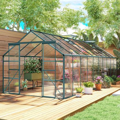 Aluminum Greenhouse, Polycarbonate Walk-In, 20' x 8', Green Walk In Greenhouses at Gallery Canada