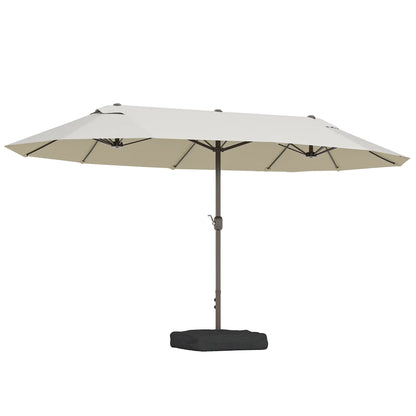 15' Outdoor Patio Umbrella, Twin Canopy Sunshade, Steel Table, Cream Sun Umbrellas at Gallery Canada