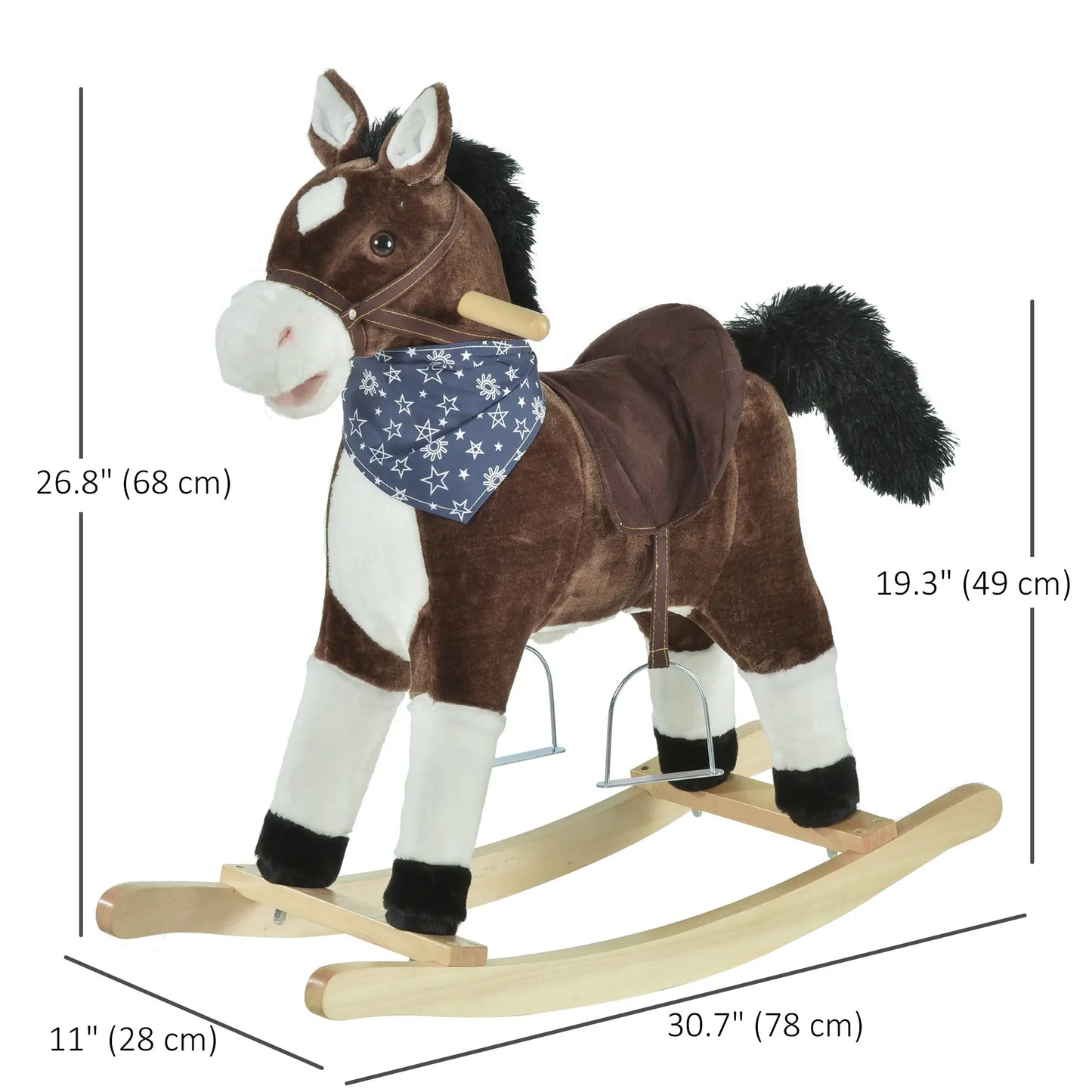 Kids Plush Ride-On Rocking Horse, Realistic Sounds, 3-6 Years, Brown Rocking Horses at Gallery Canada