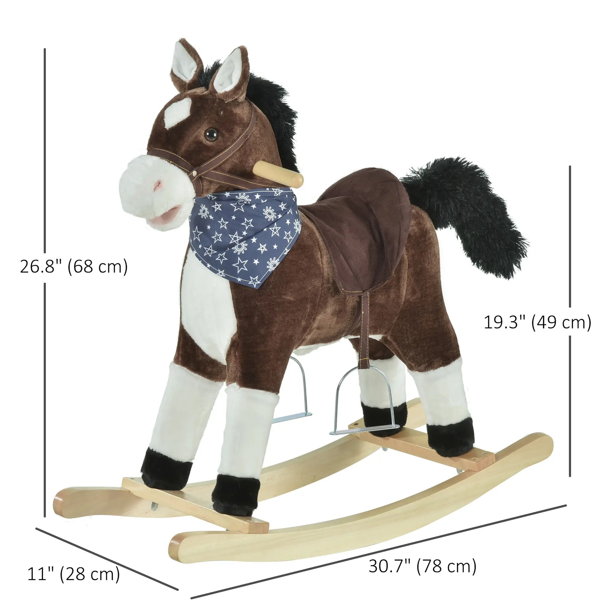 Kids Plush Ride-On Rocking Horse, Realistic Sounds, 3-6 Years, Brown Rocking Horses at Gallery Canada