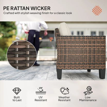 Single Wicker Patio Chair With Armrests, Cushions, Cream White Patio Chairs at Gallery Canada