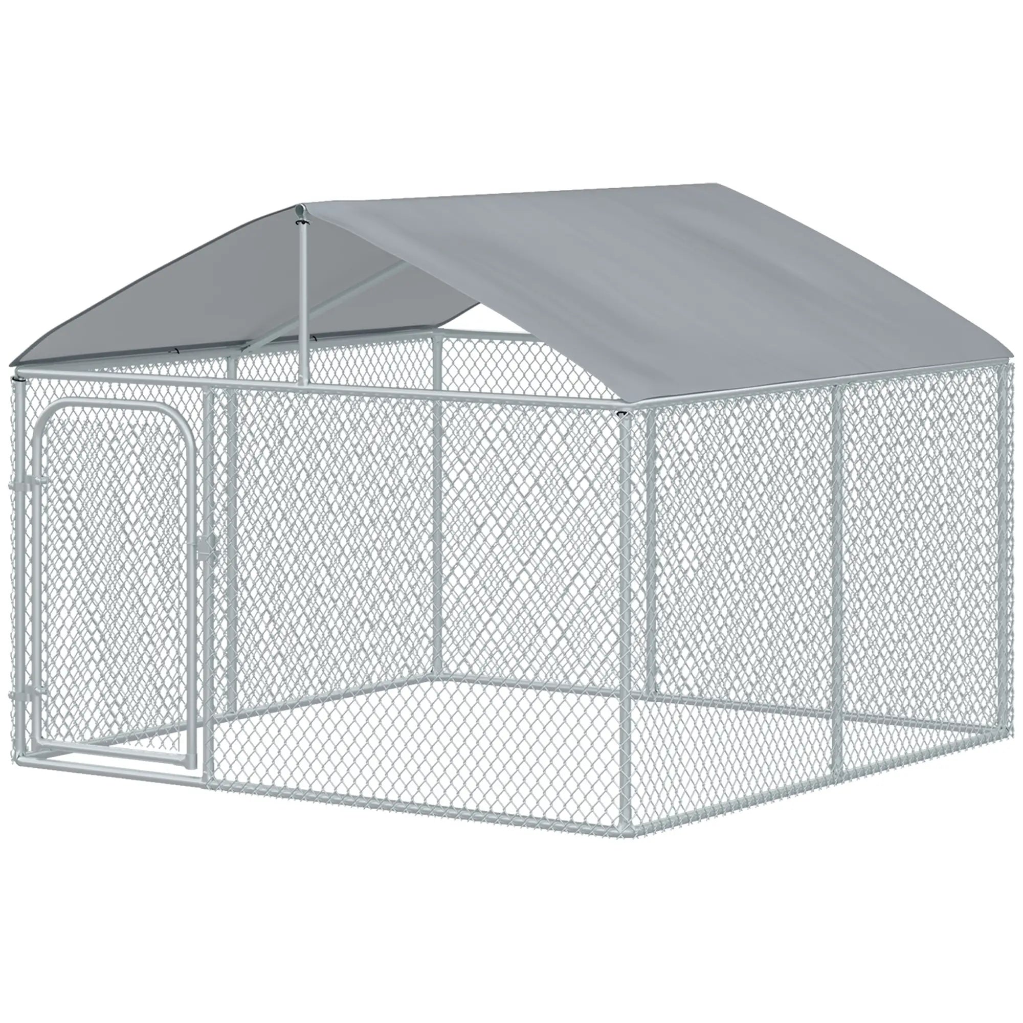 Outdoor Dog Kennel With Roof, Waterproof UV-Resistant Cover, Secure Lock, 7.5' x 7.5' x 5.7' Houses, Kennels & Pens at Gallery Canada