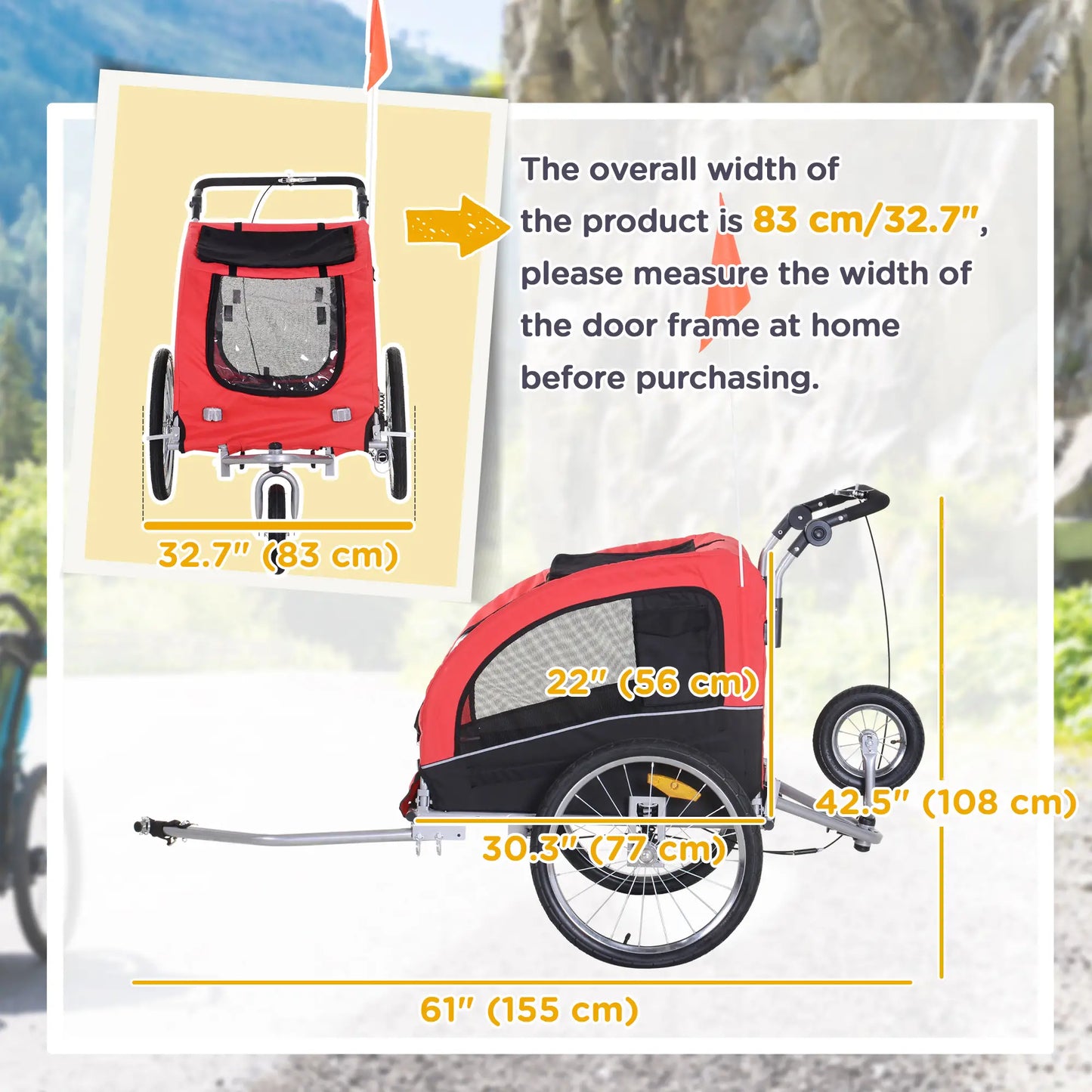 Elite II Dog Bike Trailer, 2-In-1 Pet Stroller, Red Dog Bike Trailers & Strollers at Gallery Canada