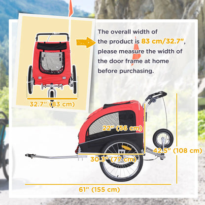 Elite II Dog Bike Trailer, 2-In-1 Pet Stroller, Red Dog Bike Trailers & Strollers at Gallery Canada