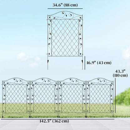 Metal Garden Fence Panels, Animal Barrier, Border Edging, 4 Pack, Wavey Vines Garden Fences at Gallery Canada