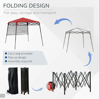 7' x 7' Foldable Gazebo Tent, Adjustable Legs, Black, Red Pop Up Canopies at Gallery Canada