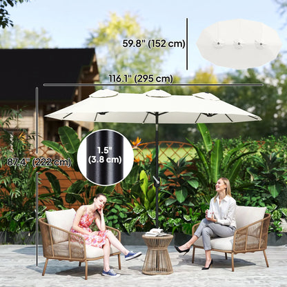 9.7' Double-Sided Patio Umbrella, Tilt Crank Vents, Cream White Sun Umbrellas at Gallery Canada