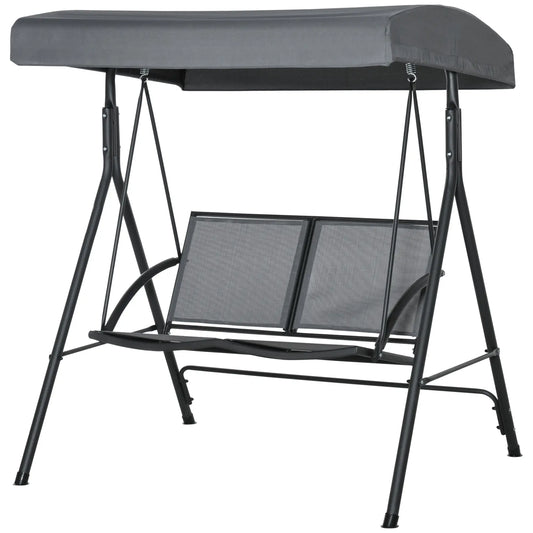 2-Seat Patio Swing Chair, Outdoor Porch Glider With Canopy, Dark Grey Porch Swings with Canopy Dark Grey at Gallery Canada