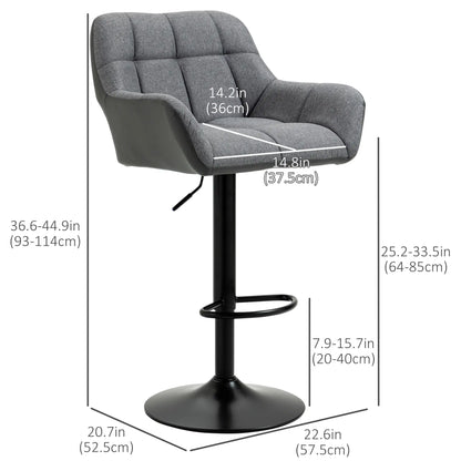 Swivel Barstools Set of 2, Adjustable Height, PU Leather, Grey Bar Stools at Gallery Canada