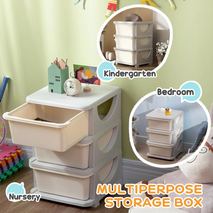 3 Tier Kids Toy Organizer, 3 Plastic Drawers, Cream White Baby & Kids Storage at Gallery Canada