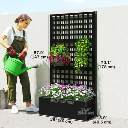 Galvanized Raised Garden Bed, Trellis for Climbing Plants, 35" x 16" x 70" Raised Garden Beds at Gallery Canada