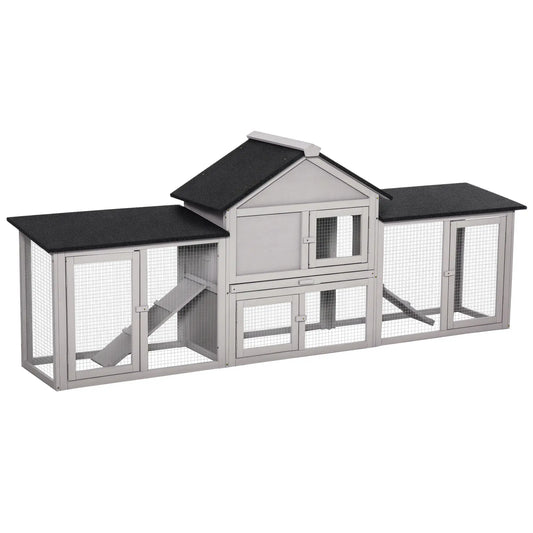 Large Rabbit Hutch, Bunny Cage Outdoor, Guinea Pig House, 83"x18"x33", Grey Rabbit Hutch Grey at Gallery Canada