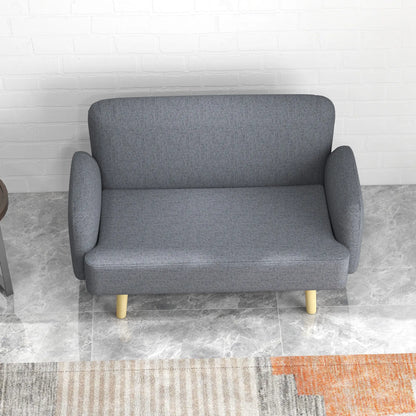 Velvet Fabric 2 Seater Sofa, Small Loveseat 8.3" Thick, Grey 2-Seater Sofas at Gallery Canada