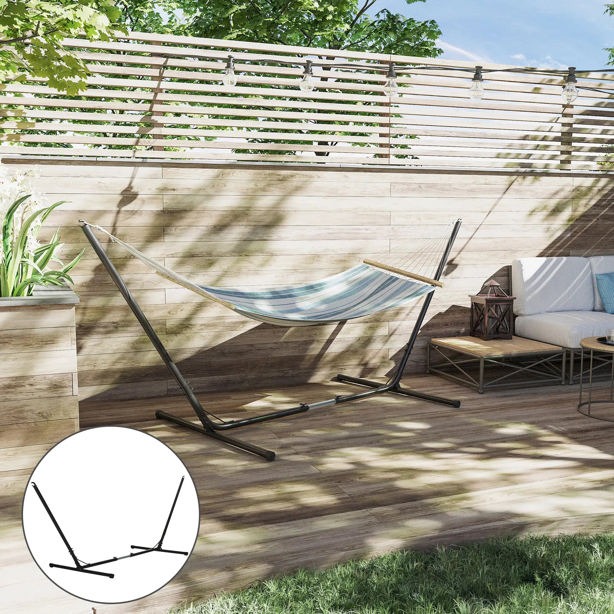 Adjustable Hammock Stand, Fits 10-13 ft, 264lbs Capacity, Black Hammock Stands at Gallery Canada