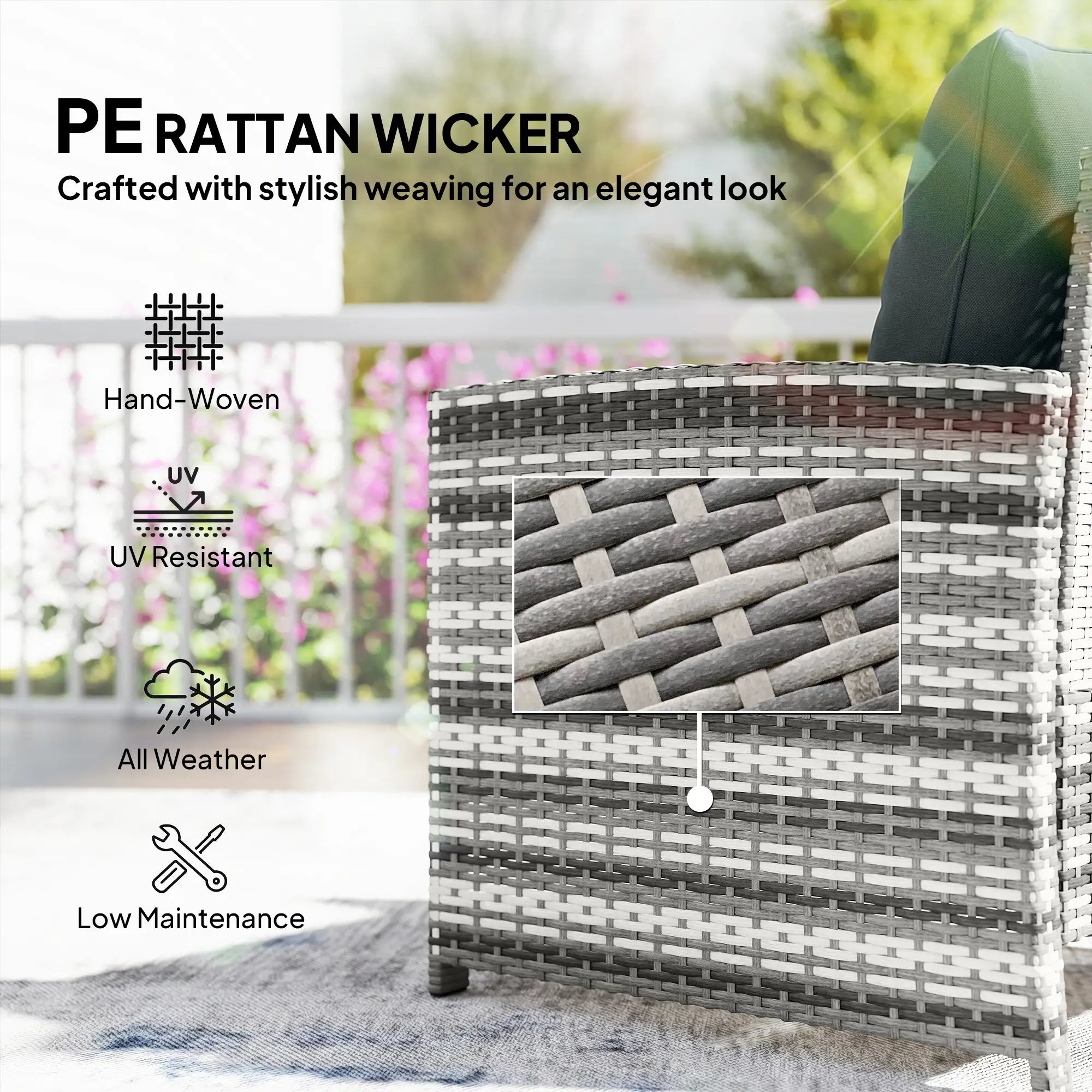 5 Piece Patio Furniture Set, Wicker Chairs, 2-Tier Glass Table, Grey/Dark Grey Patio Furniture Sets at Gallery Canada