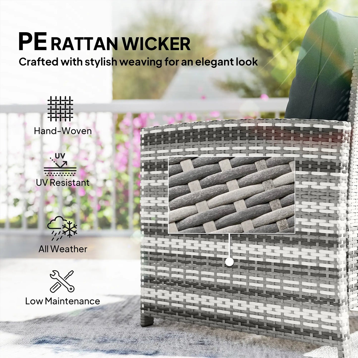 5 Piece Patio Furniture Set, Wicker Chairs, 2-Tier Glass Table, Grey/Dark Grey Patio Furniture Sets at Gallery Canada